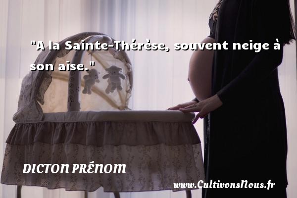 A la Sainte-Thérèse, souvent neige à son aise. DICTON PRÉNOM - Dicton prénom