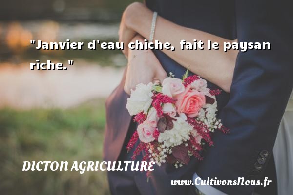 Janvier d eau chiche, fait le paysan riche. DICTON AGRICULTURE