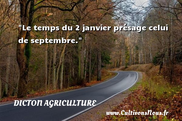 Le temps du 2 janvier présage celui de septembre. DICTON AGRICULTURE